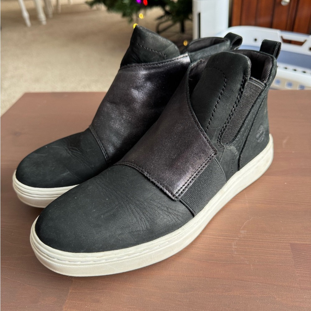 Black slip on Timberland shoes